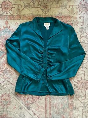 Talbots Teal Silk Blouse